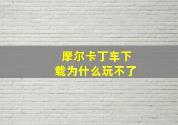 摩尔卡丁车下载为什么玩不了