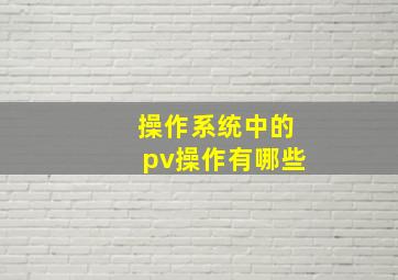 操作系统中的pv操作有哪些