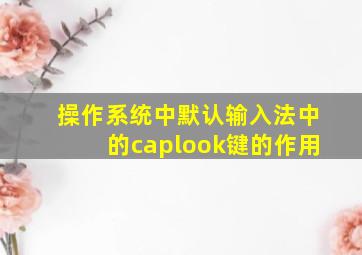 操作系统中默认输入法中的caplook键的作用