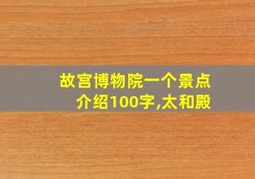 故宫博物院一个景点介绍100字,太和殿