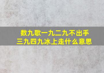 数九歌一九二九不出手三九四九冰上走什么意思