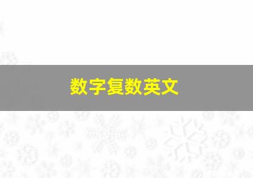 数字复数英文