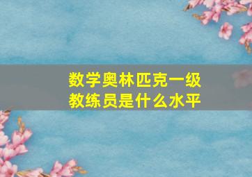 数学奥林匹克一级教练员是什么水平