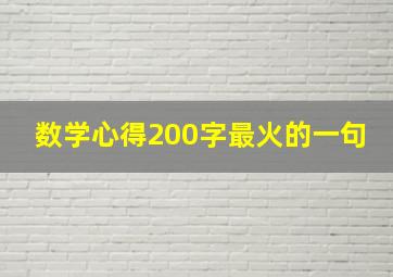 数学心得200字最火的一句