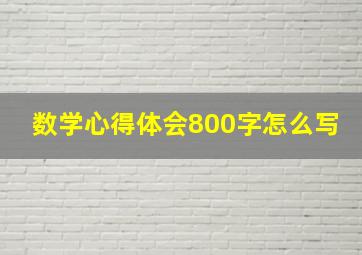 数学心得体会800字怎么写