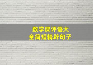 数学课评语大全简短精辟句子