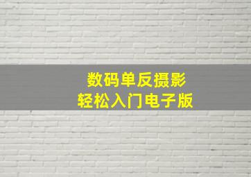 数码单反摄影轻松入门电子版