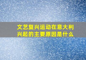 文艺复兴运动在意大利兴起的主要原因是什么