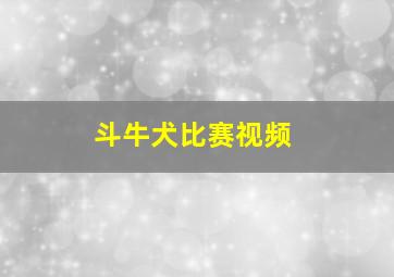 斗牛犬比赛视频