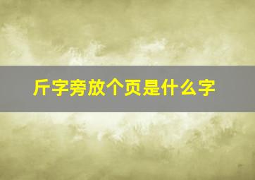 斤字旁放个页是什么字