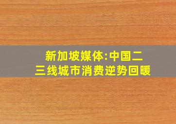 新加坡媒体:中国二三线城市消费逆势回暖