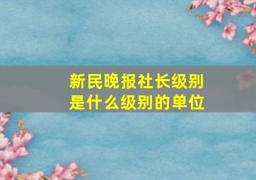 新民晚报社长级别是什么级别的单位