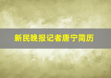 新民晚报记者唐宁简历