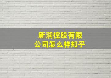 新润控股有限公司怎么样知乎