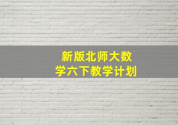 新版北师大数学六下教学计划