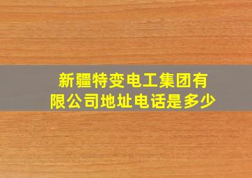 新疆特变电工集团有限公司地址电话是多少