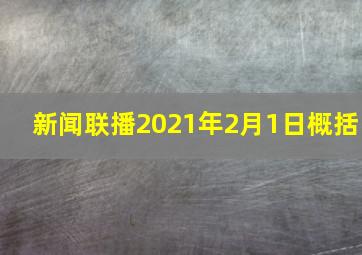 新闻联播2021年2月1日概括