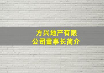 方兴地产有限公司董事长简介