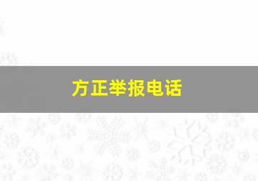 方正举报电话