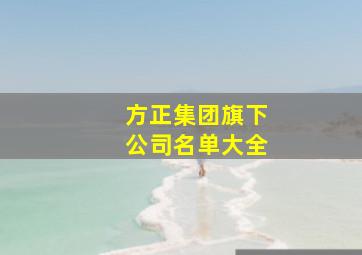 方正集团旗下公司名单大全