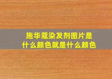 施华蔻染发剂图片是什么颜色就是什么颜色