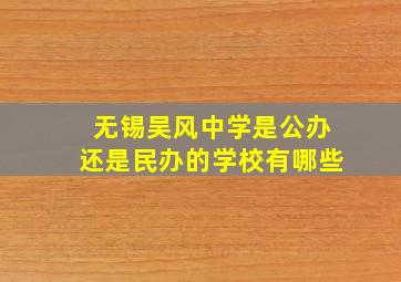 无锡吴风中学是公办还是民办的学校有哪些