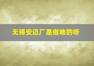 无锡安迈厂是做啥的呀