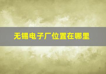 无锡电子厂位置在哪里