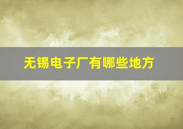 无锡电子厂有哪些地方