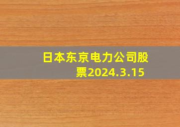 日本东京电力公司股票2024.3.15