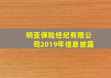 明亚保险经纪有限公司2019年信息披露