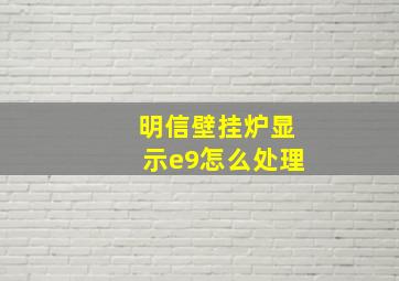 明信壁挂炉显示e9怎么处理