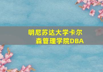 明尼苏达大学卡尔森管理学院DBA