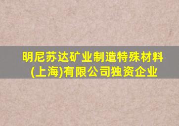 明尼苏达矿业制造特殊材料(上海)有限公司独资企业