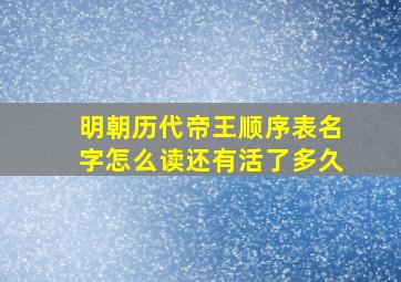 明朝历代帝王顺序表名字怎么读还有活了多久