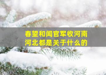 春望和闻官军收河南河北都是关于什么的