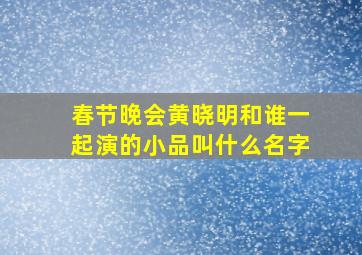 春节晚会黄晓明和谁一起演的小品叫什么名字