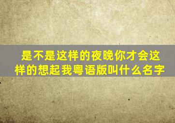 是不是这样的夜晚你才会这样的想起我粤语版叫什么名字