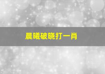 晨曦破晓打一肖