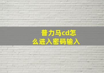 普力马cd怎么进入密码输入