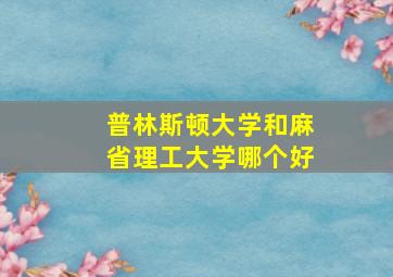 普林斯顿大学和麻省理工大学哪个好