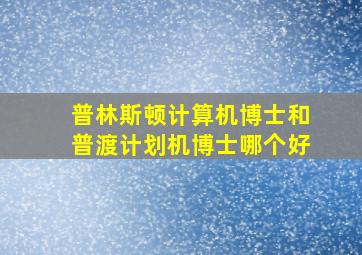 普林斯顿计算机博士和普渡计划机博士哪个好