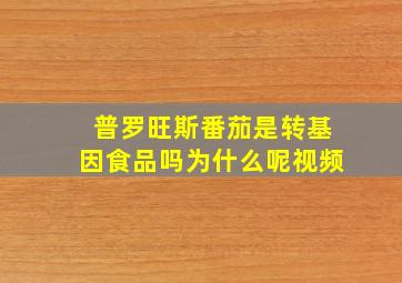 普罗旺斯番茄是转基因食品吗为什么呢视频