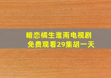 暗恋橘生淮南电视剧免费观看29集胡一天