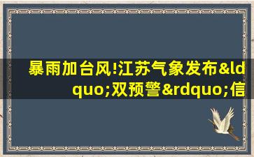 暴雨加台风!江苏气象发布“双预警”信号