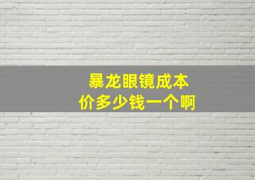 暴龙眼镜成本价多少钱一个啊