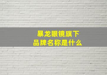 暴龙眼镜旗下品牌名称是什么