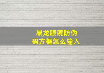 暴龙眼镜防伪码方框怎么输入