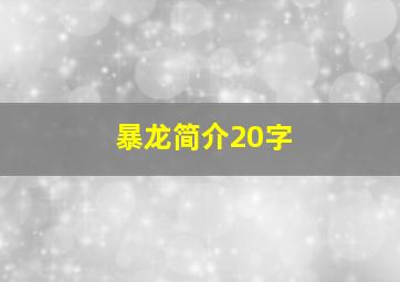 暴龙简介20字