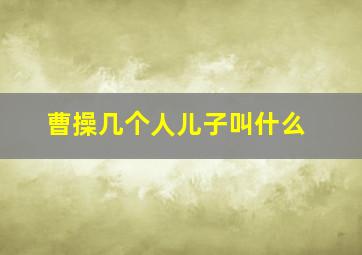 曹操几个人儿子叫什么